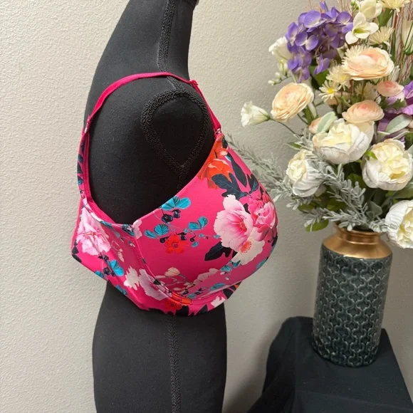 NWT Torrid 42G Full Coverage Bra – Hot Pink Floral Print Underwire Lined Plus Si - Picture 5 of 10